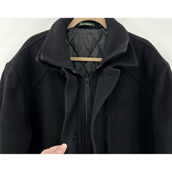 LAUREN RALPH LAUREN car coat outerwear cashmere wool blend quilted black 46R - Picture 10 of 14